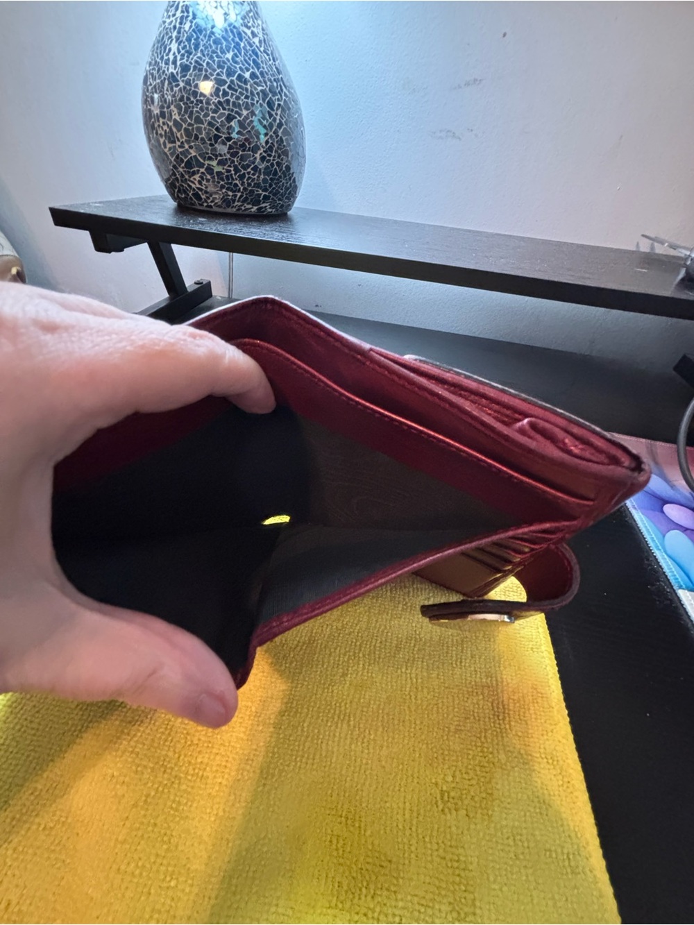 AUTHENTIC Gucci Metallic Guccissima Heart French Flap Wallet - Burgundy Red - Picture 10 of 13